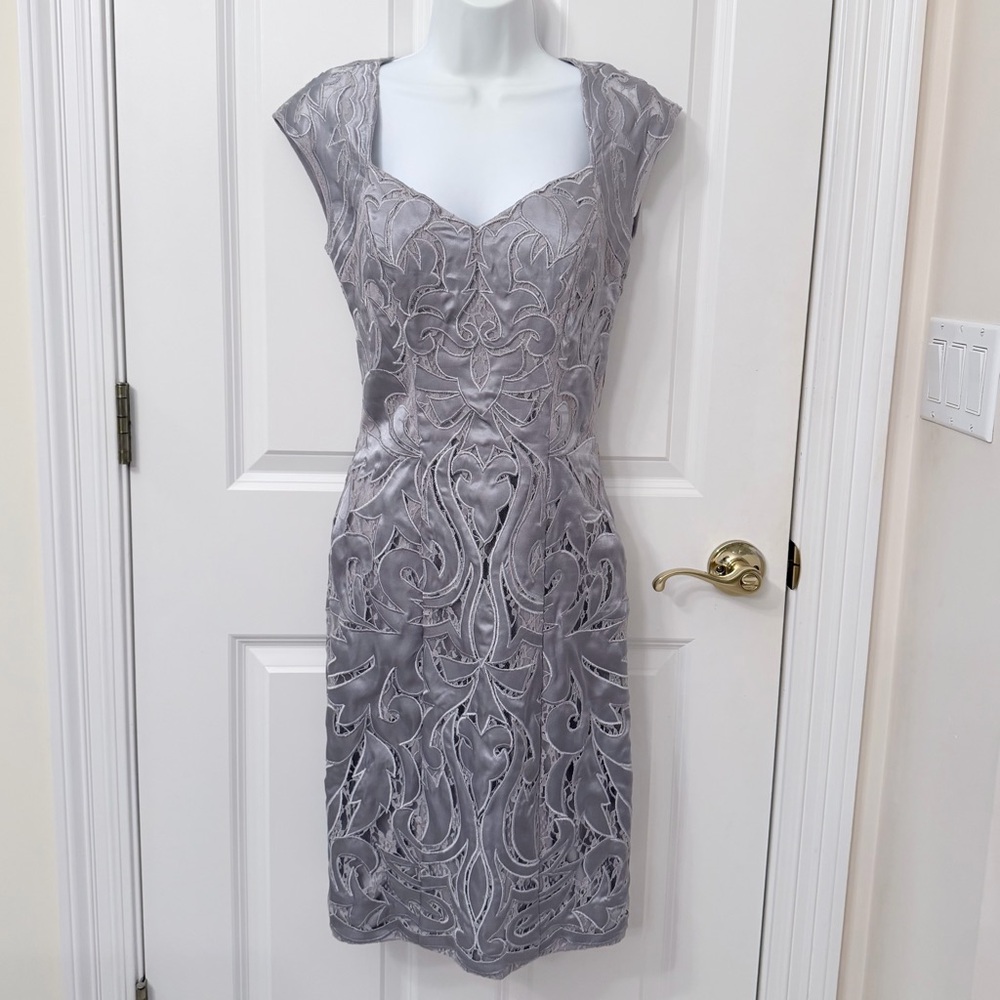 Sue Wong Silver Gray Cocktail Dress NWT Formal Dress Size 2 - Picture 2 of 10